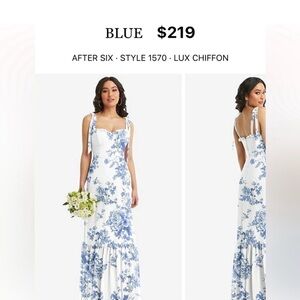 Dessy After Six Bustier Bodice Cottage Rose Dusk Blue, Style 1570